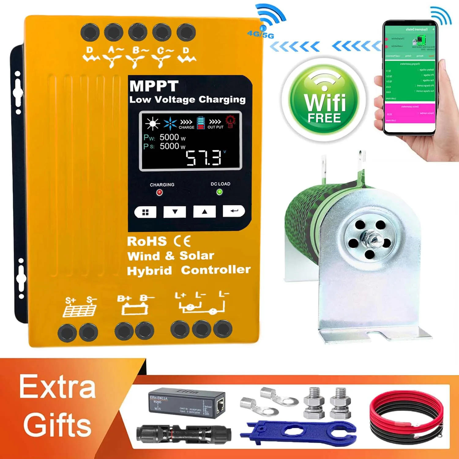 MPPT 충전 컨트롤러, 가정용 시스템 Lifepo4 용 태양광 패널 풍력 발전기..