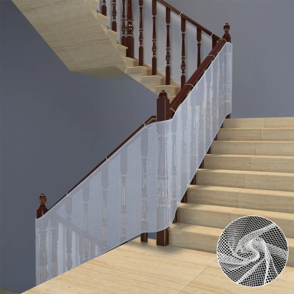Banister Guard Balcony Netting Stairs Railing Stairs Nylon Net 10 ft L x 2.6 ft H, Stairway Deck Rail Mesh Netting Rail Balcony