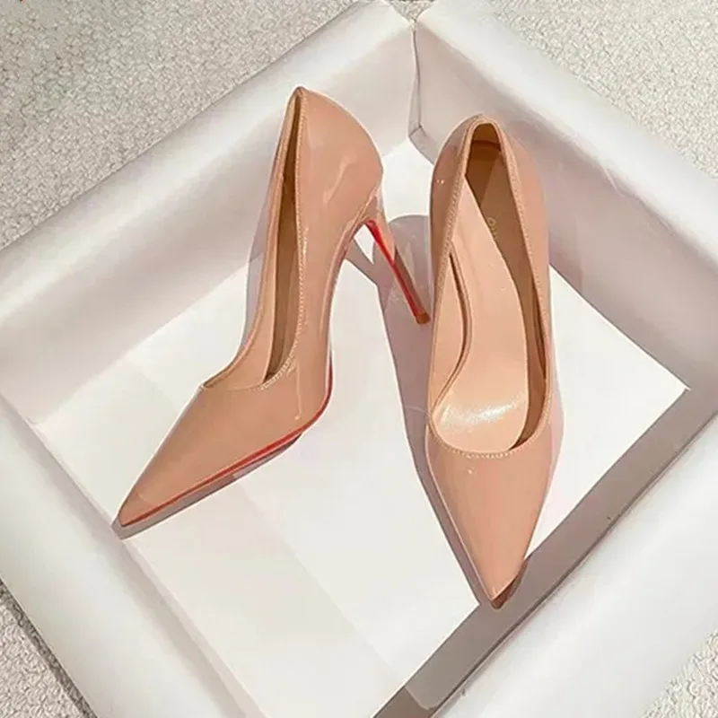 

Apricot Patent Leather Pumps High Heels Shoe Woman Basic Pump 2024New Fashion Spring Autumn Party Sexy Work High Heel Women Shoe