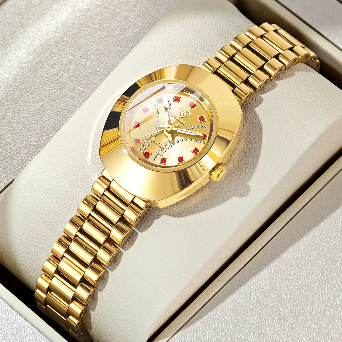 LIEBIG Luxury Oval Golden Stainless Steel Quartz Watch Women