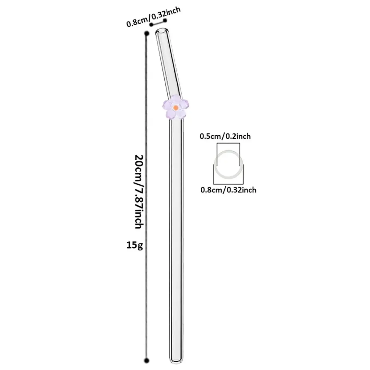 Flower Drinking Straw Set 6pcs High Borosilicate Glass Bent Straws Set with Brush Milk Shake Coffee Cocktail Straw Bar Drinkware