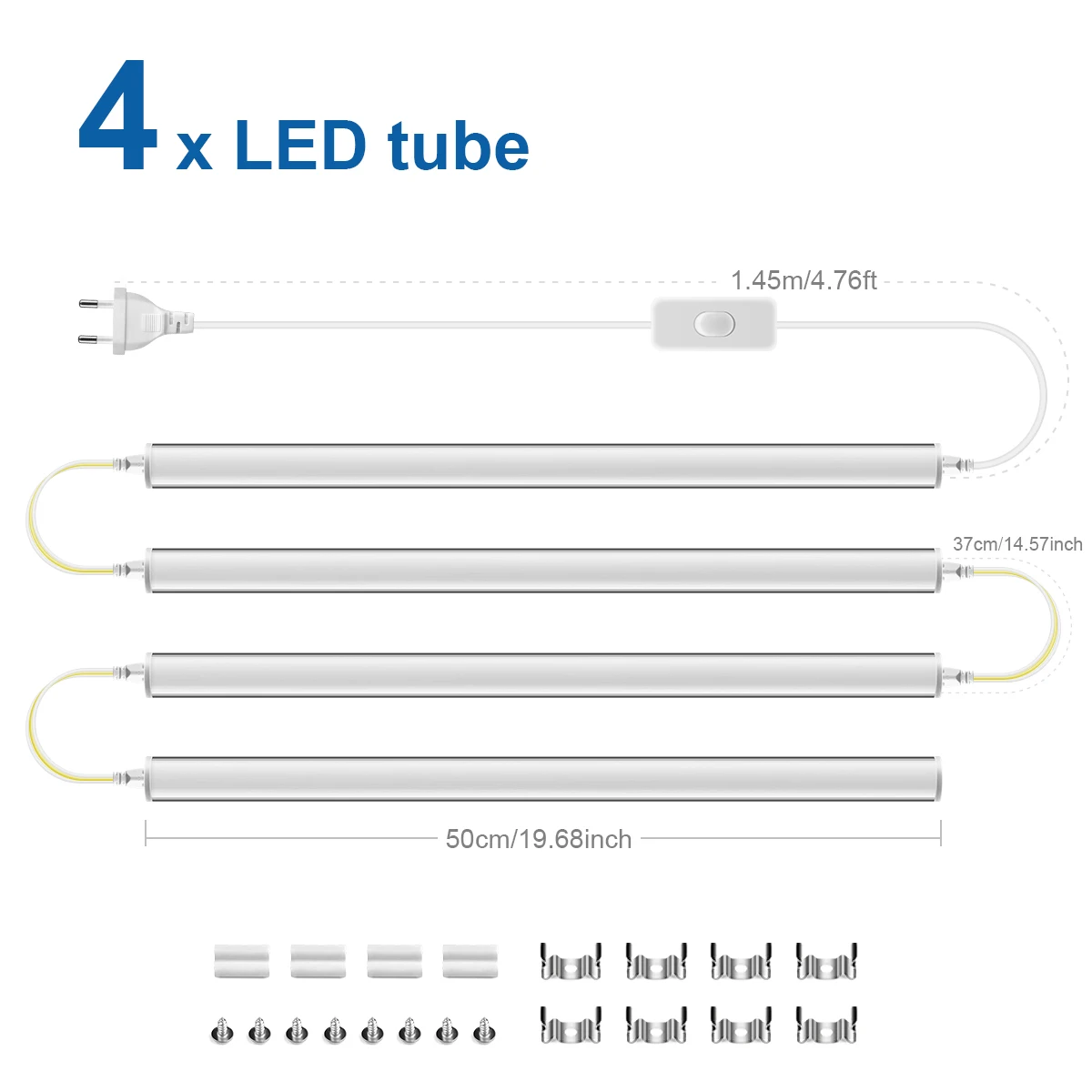 ตัวเลือกสินค้า หลอดไฟ LED T5 ใต้ตู้ 50 ซม. พร้อมสวิตช์ 1-6 ชิ้น
