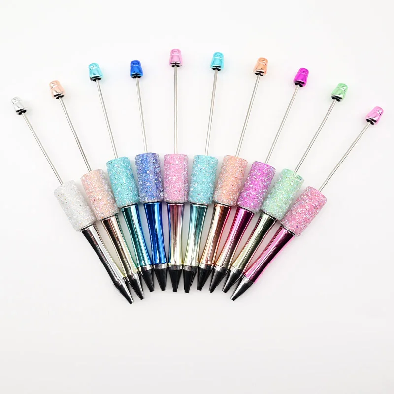 20pcs DIY Starry Sky Sugar Diamond Beaded Pen Handmade Sugar Diamond Advertising Promotion Beadable Ballpoint Pens Stationery 5