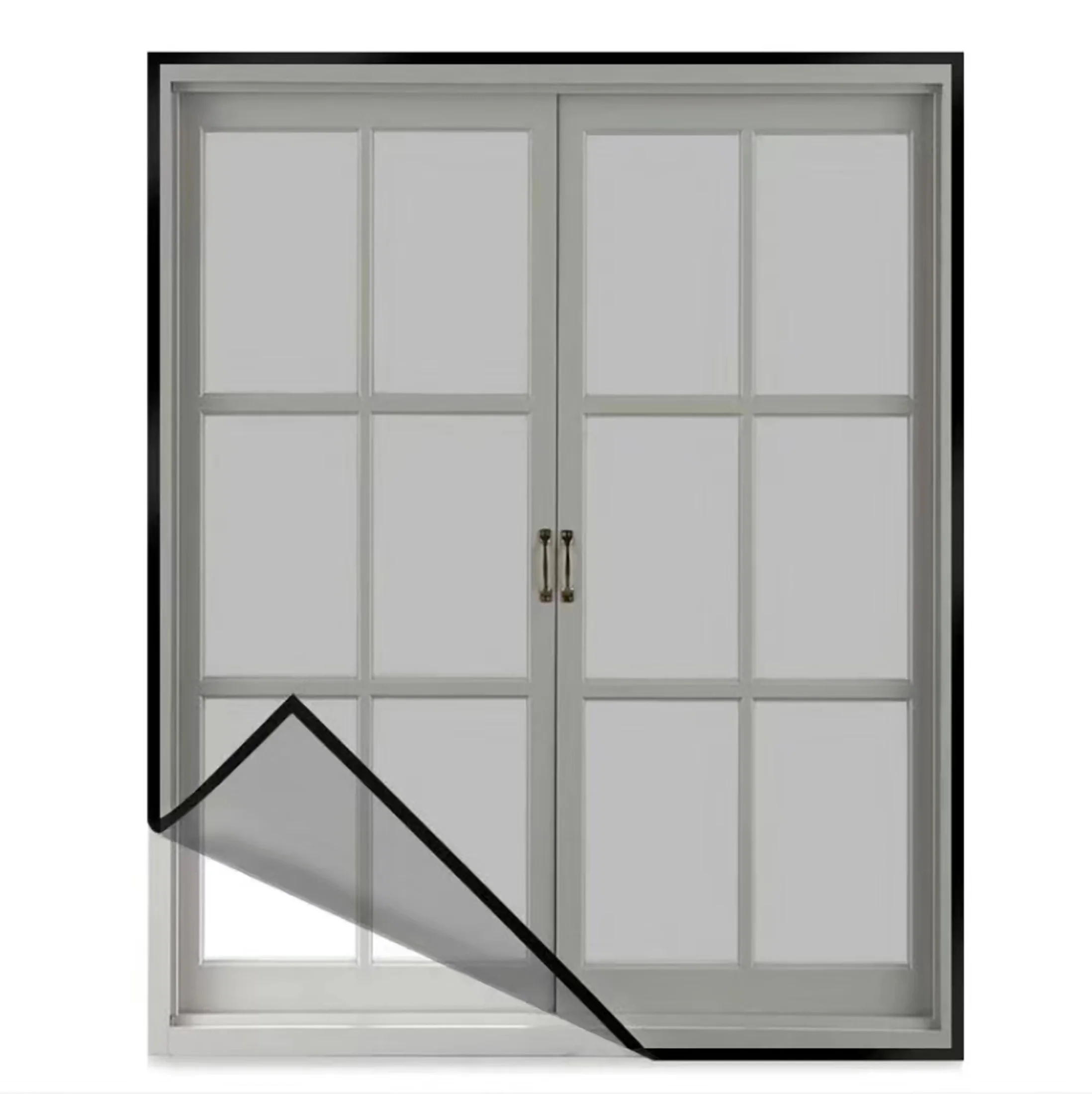 Black self-adhesive reusable window mosquito net, mosquito screen window, sheer cloth, customizable washable
