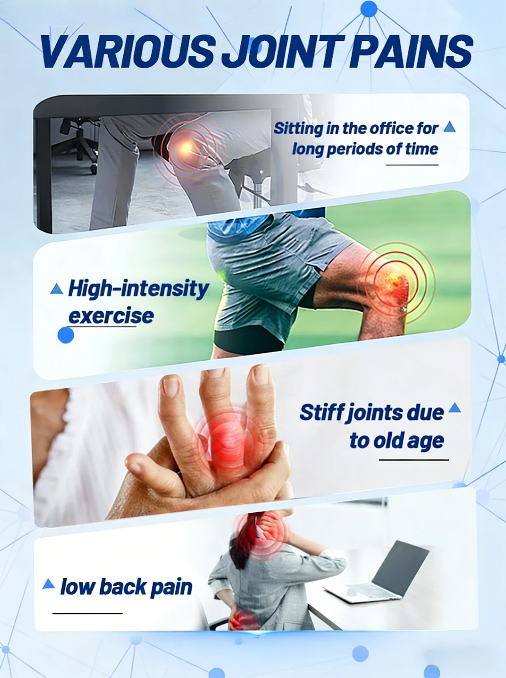 즉각적인 관절 관리 보조제, 모두에게 적합하며 움직임이 제한된 분들에게 특히 적합합니다.