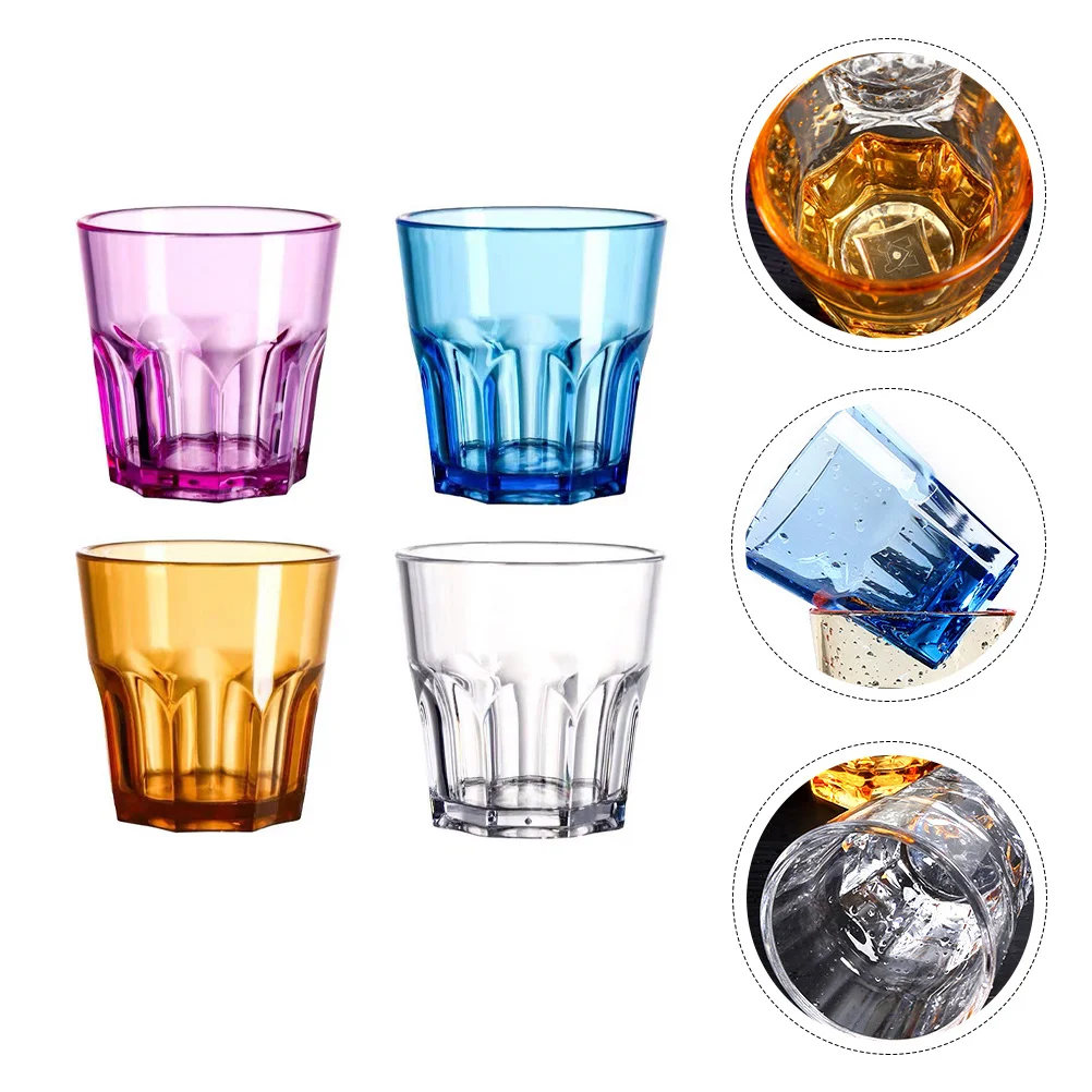 4 Pcs Acrylic Cup Mug Coffee Whiskey Cups Reusable