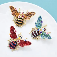 Wuli&baby Big Enamel Bee Brooches For Women Men 3-color Flower Insects Party Causal Brooch Pin Gifts 5
