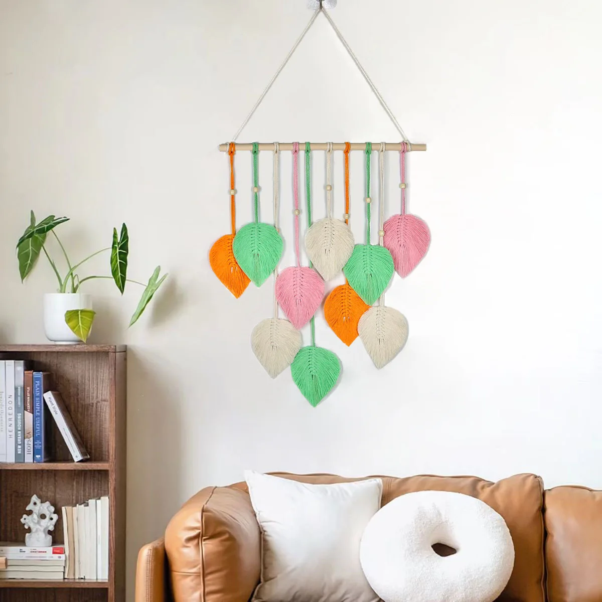Tapestry Decor Reative Handmade Woven Leaf Wall Hanging Tapestry Bohemian Style Pendant Home Wall Decoration Colorful Living Room Decoration