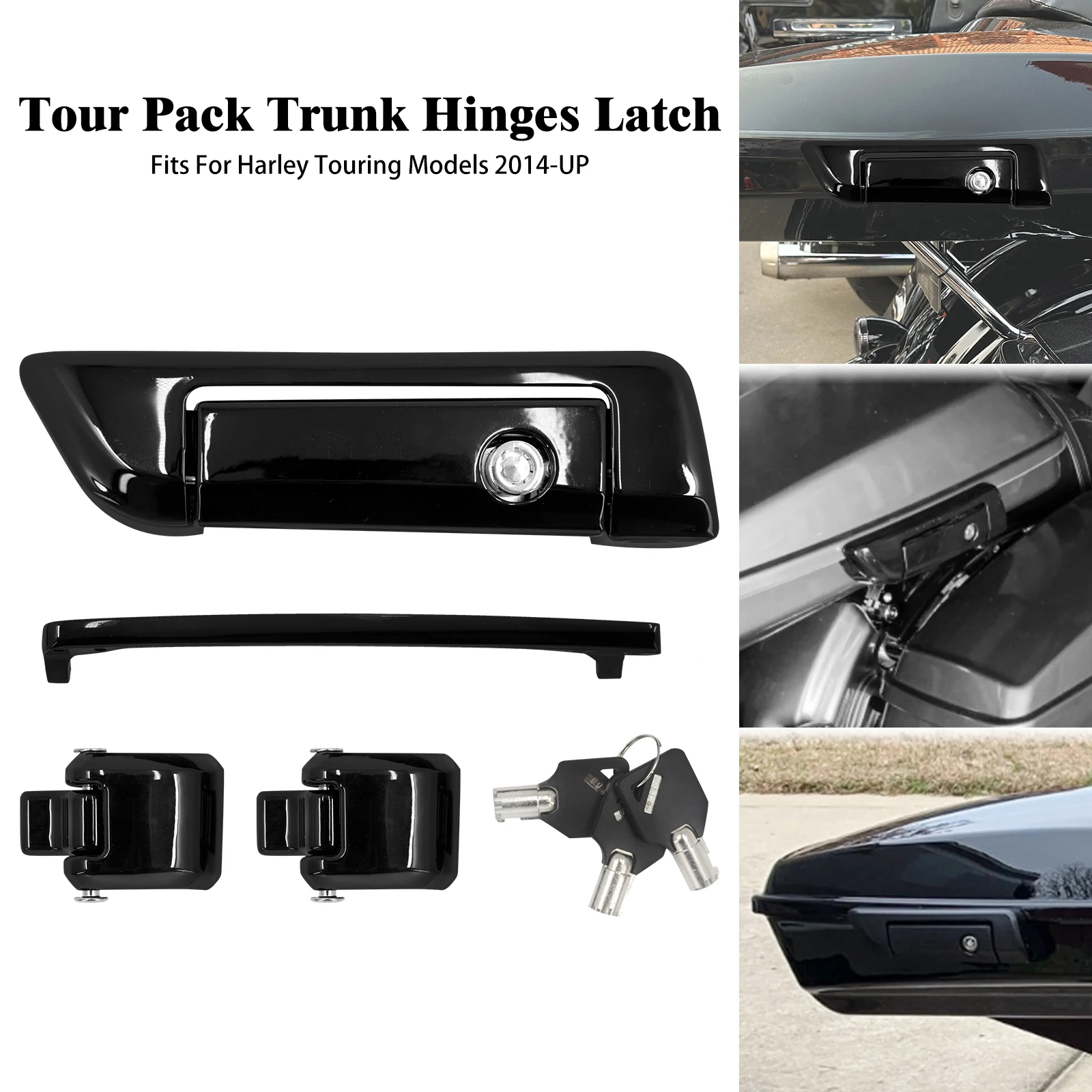 

Мотоциклетный черный туристический комплект, внешний фотозамок для Harley Touring Road King Road Street замок с петлями 2014-Up