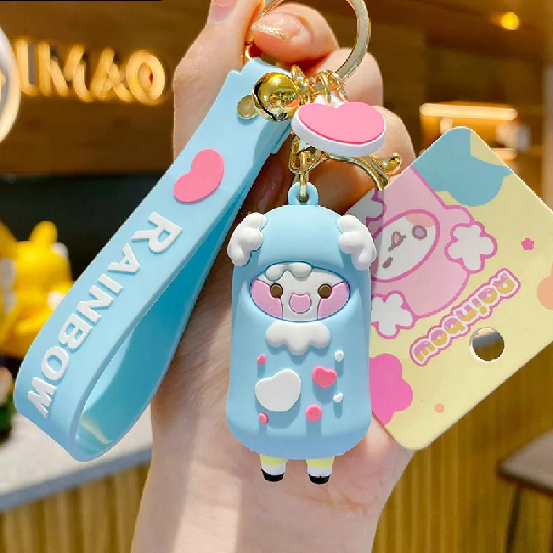 Cute and cute Alpaca dolls keychain simple key chain bag pendant couple