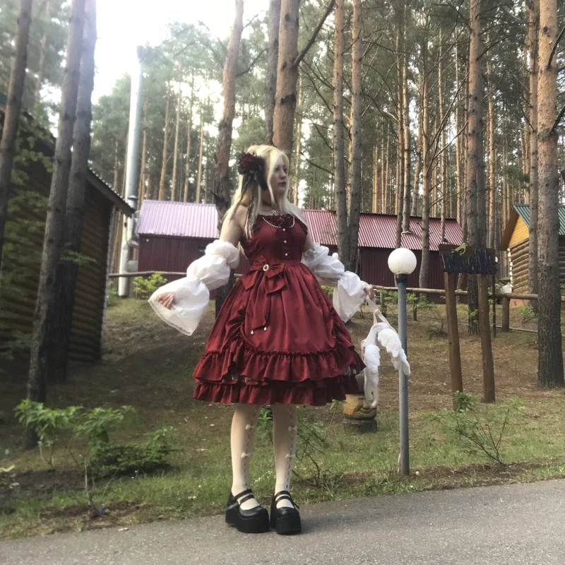 Victorian Lolita Princess Jsk Dress Women Elegant Sweet Palace Queen Party Dresses Girly Gothic Sleeveless Slip Dress