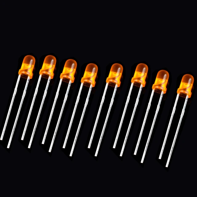 100pcs/200pcs 3mm 5mm LED Diode Assorted Kit White Green Red Blue Yellow Orange F3 F5 Leds Light Emitting Diodes electronic kit 3mm-orange-100pcs