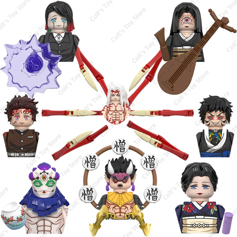 Demon Slayer Mini Action Figures Hot Anime Dolls Bricks Kamado Tanjirou Kibutsuji Muzan Building Blocks Model Toys Set Regalo Per Bambini
