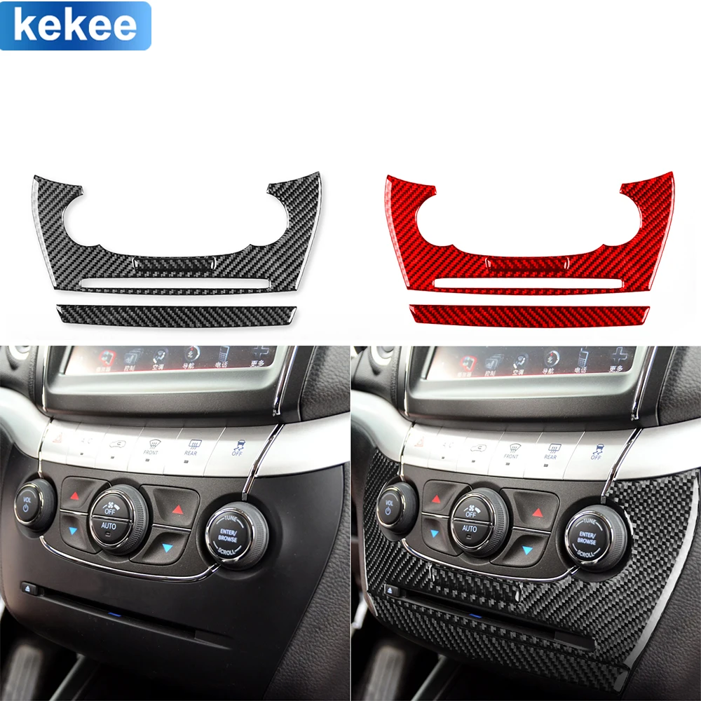

For Dodge Journey 2011 2012 2013 2014 2015 2016 2017 AC Control Panel Cover Real Carbon Fiber Sticker Car Interior Accessories
