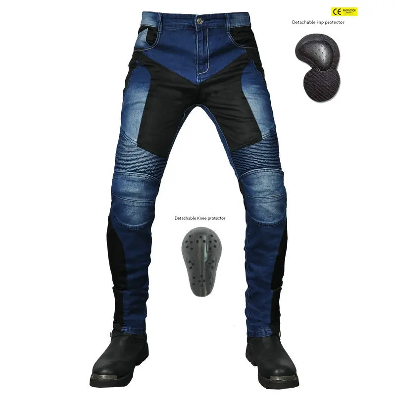 Motorcycle Jeans With Armor Upgrade Mesh Breathable Riding Denim Men's