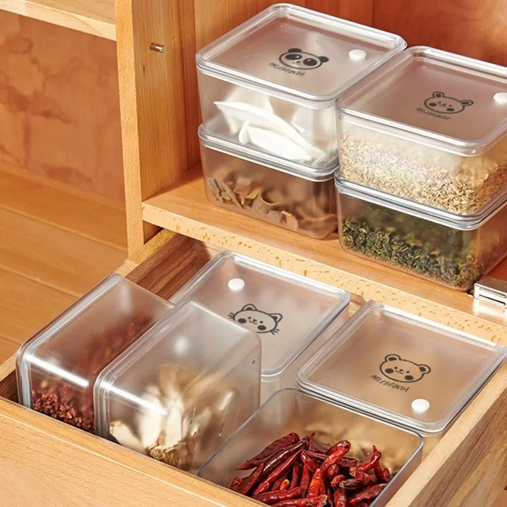 

Square Food Divided Organizer Simple Plastic Leak-Proof Spice Storage Box with Lid Fresh-Keeping Dried Fruit Box Kitchen