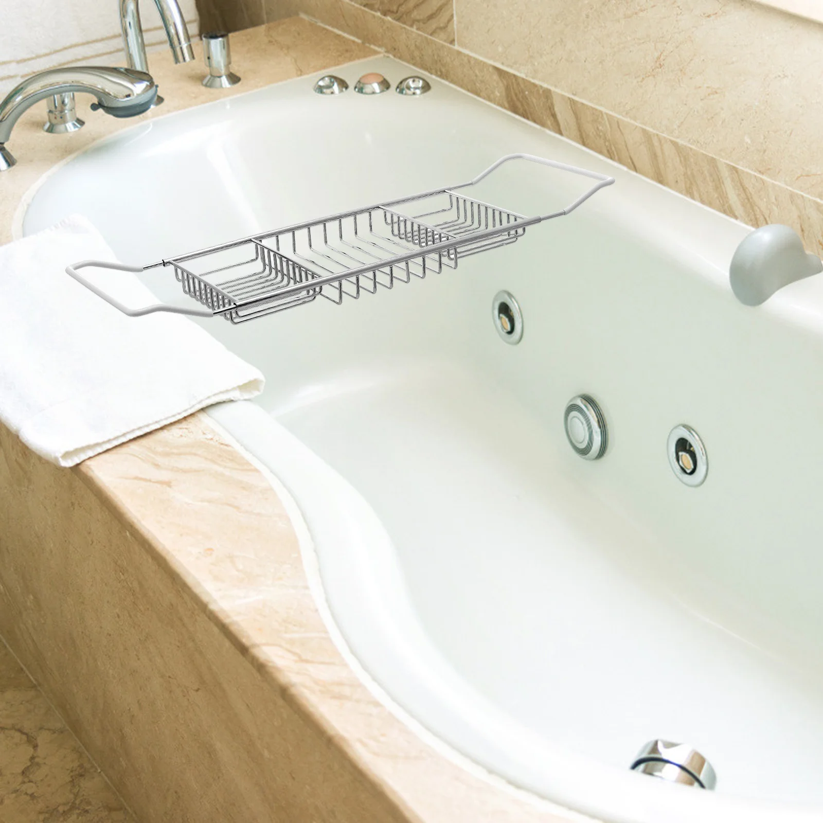 Portable Stainless Bathtub Rack Adjustable Holder Tray For Book Magazine Bathroom Trays Stand Home Garden Storage ganization