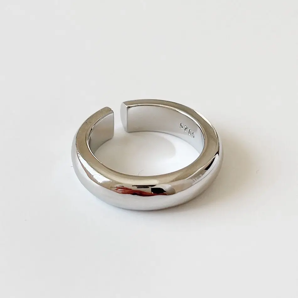 

Trendy Silver Smooth Round Rings for Women Men Couple Wedding Engagement Women's Vintage Ring Fine Jewelry Gifts Accessories