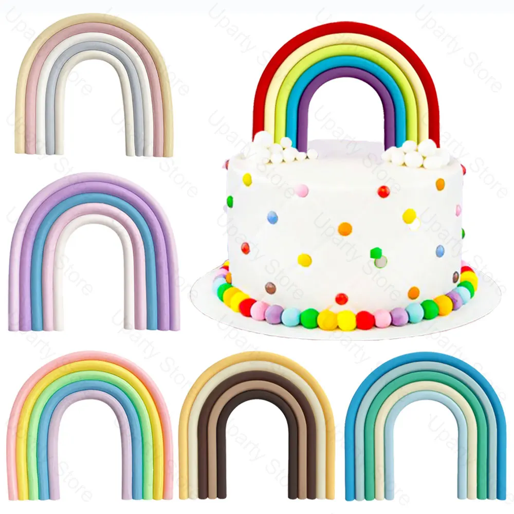 Cake Toppers Party Decorations 1/2/5Pcs Rainbow Cake Toppers Blue Pink Purple Boho Rainbow Cake Decorations for Birthday Party Boy Girl Baby Shower Decor