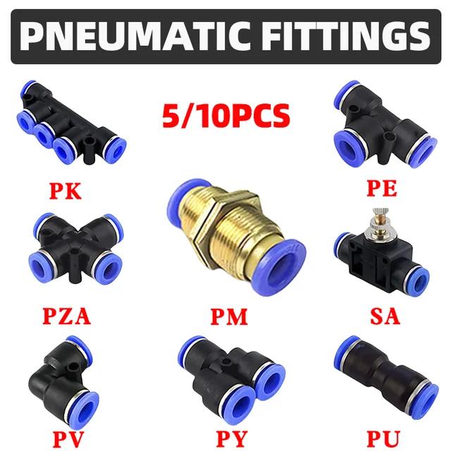 5/10PCS Pneumatic Fittings Quick Connector Air Tube Connectors Plastic PU PY PE PV PM SA 4mm 6mm 8mm 10mm 12mm Air Hose Fitting 1