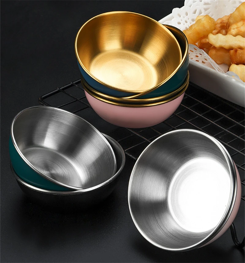 Sl Stainless Steel Sauce Dishes Round Seasoning Sushi Dipping Bowl