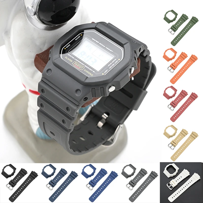 Stylish Resin Rubber Band Watch Case with Protective Bezel and Replaceable Strap