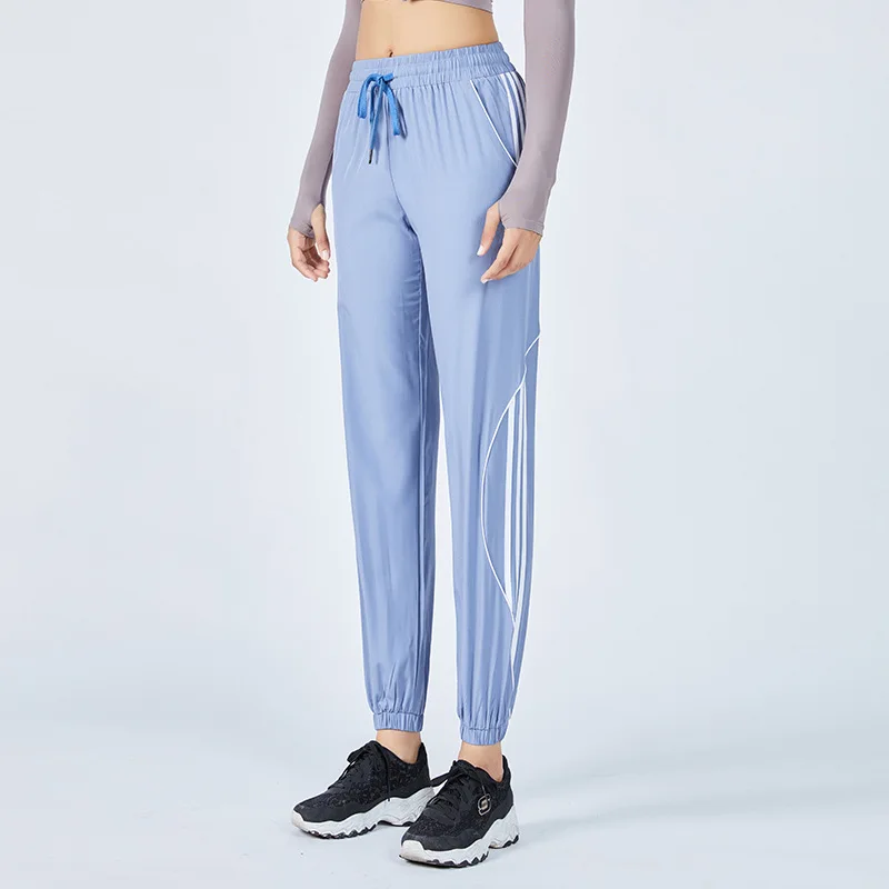 

Женские спортивные брюки, нейлоновые быстросохнущие штаны для бега, Повседневные Дышащие Джоггеры для йоги на шнурке с карманами, женские спортивные штаны