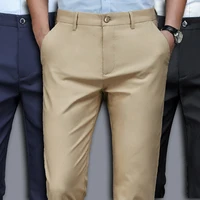 Male Pants Stretch Solid Black Smart Casual Men's Trousers Office Quick Dry Suit Pants New Spring Autumn Korean Straight Pants