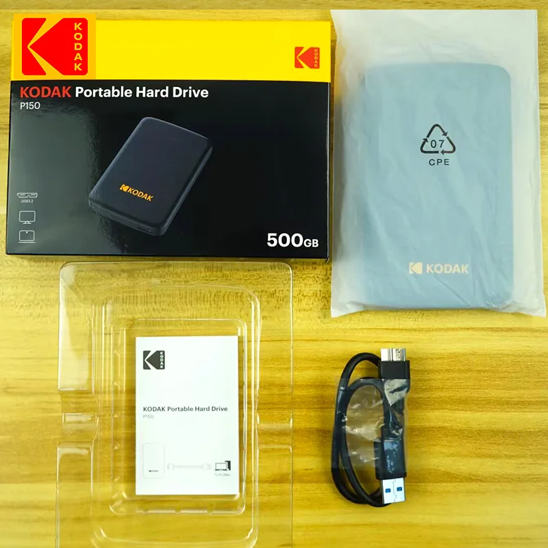 코닥 P150 2.5인치 휴대용 외장 하드 드라이브 - 고속 저장 1TB/500GB 최대 읽기 속도 450mb/s 노트북 데스크탑 PS4 PS5용