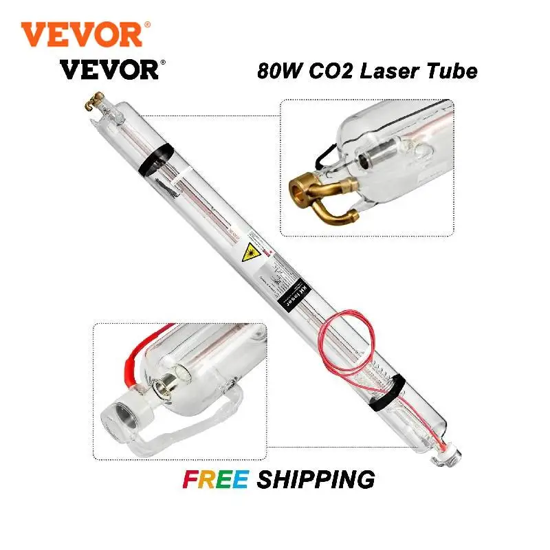 Vevor Laser Tube Co2 Laser Tube Per Macchina Per Incisione E Taglio Laser, 80 W Lunghezza 1230 Mm Tubo Laser Professionale In Vetro Per Taglio Di Acri