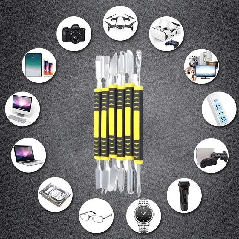 Mobile Phone Repair Tools Kit 6PCS Metal Crowbar Prying Opening Repair Tool Kit Mobile Phone Notebook Dual Heads Metal Spudger Home Hand Tools Sets