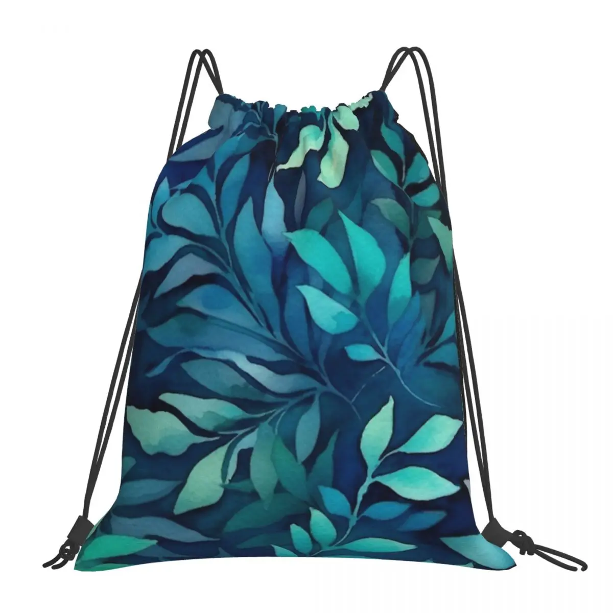 

Multi Layer Leaves Watercolor Pattern Backpack Portable Drawstring Bags Drawstring Bundle Pocket Sports Bag BookBag For Travel