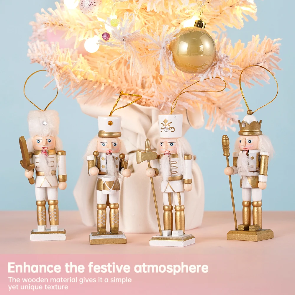 12CM Nussknacker Puppe Soldat Ornamente Weihnachtsbaum Anhänger Dekoration Goldene Soldaten Puppen Mini Nussknacker Spielzeug Geschenk – Detail 3