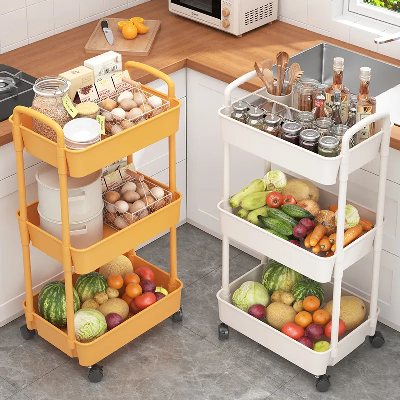 

3/4 Layers Movable Storage Rack Rolling Utility Cart Storage Shelf Kitchen Bathroom Organizer Shelf Livingroom Storages Rack