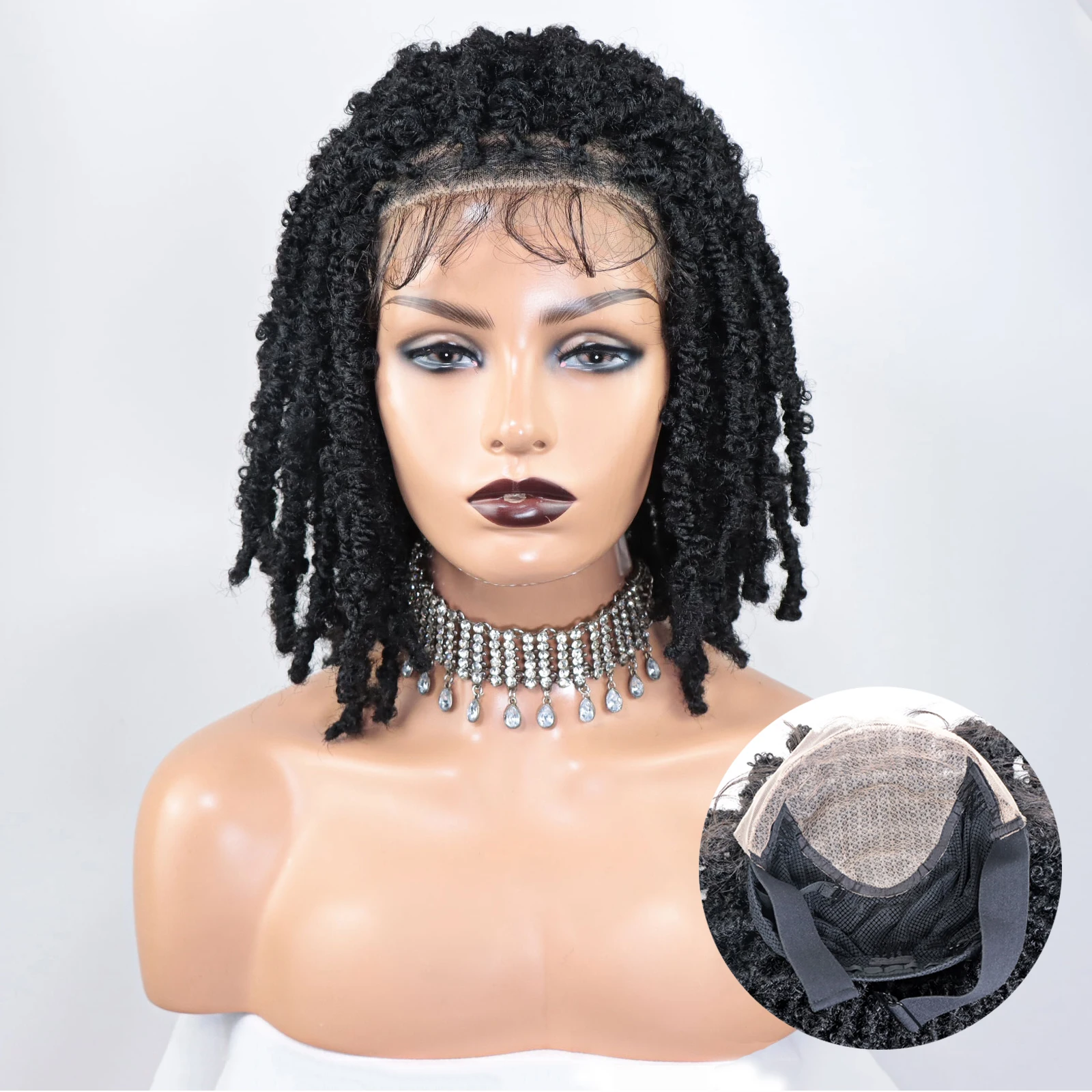 Butterfly Locs Braided Lace Front Wigs For Black Women 12inch Glueless