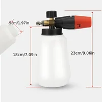 Adjustable Nozzle Foam Cannon, 1L Thick Bottle, 1/4" Quick Connect, 5 Nozzles with Base, for Pressure Washers, Battery-Free 2