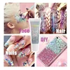 Mermaid Sequin Body Glitter Gel,LongLasting Glitter for Body Face Hair Eye Makeup,Music Festival Party Long Lasting Face Glitter 2