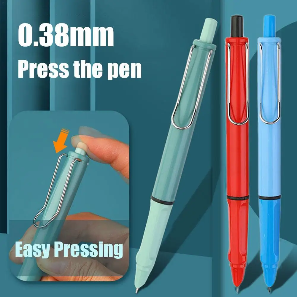 

1PCS Press Type Fountain Pen Retractable Extra Fine 0.38mm Nib Ink Pen Student Writing Pens School Office Stationery Supplies