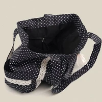 Sac à bandoulière en toile Vintage coréen pour femmes, fourre-tout en dentelle de grande capacité, sac à main multi-poches, sac sous les bras à points ronds 5