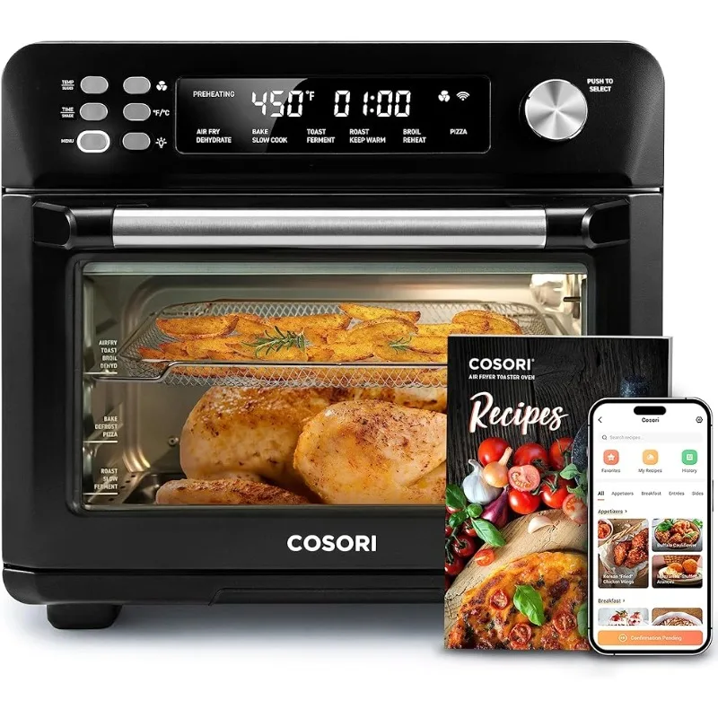 

Air Fryer Toaster Oven, 12-in-1, 26QT Convection Oven Countertop, with Toast, Bake, and Broil, Smart, 6 Slice Toast, 12'' Pizza