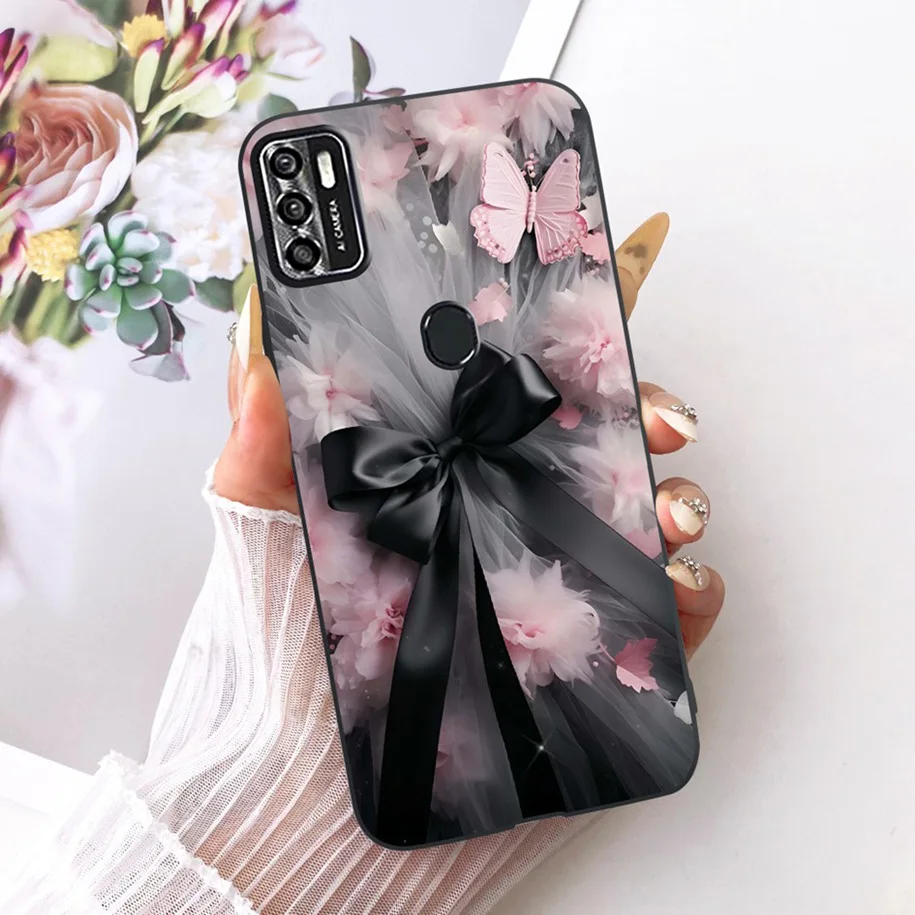 Floral Soft Black Silicone Bumper Phone Cover
