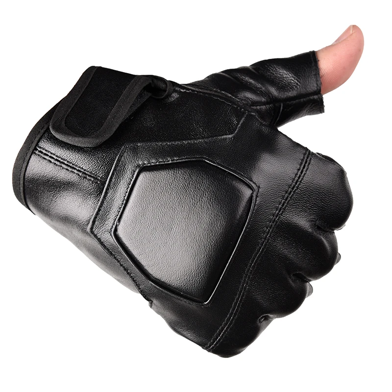 Leather Gloves Half Finger Non slip Outdoor Sports Riding