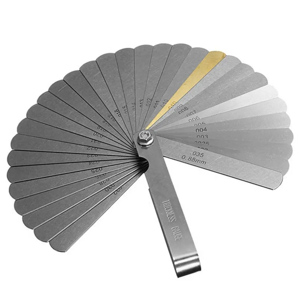 Universal Metric And Imperial Thickness Gage Set Tappet Valve Stainless Steel Feeler Gauges Gap Measuring Tool 32 Blades