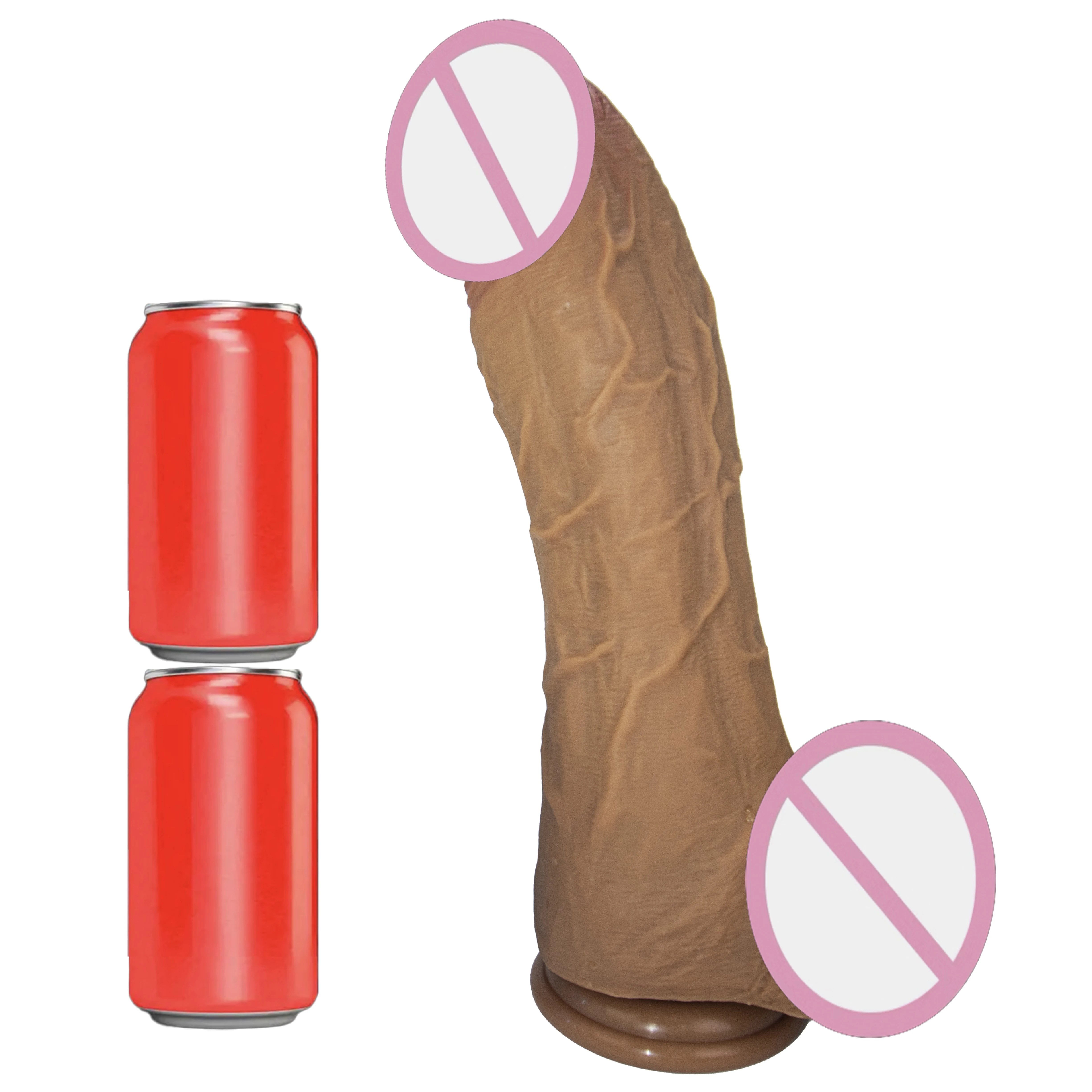 [Realistic Giant Dildo] Realistic 3.5 Inch Diameter Giant Dildo-Unisex G-Spot Anal Sex Toy With Strong Suction Cup For Hands-F