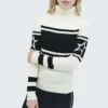 Autumn/Winter New Knitted Sweater Jacquard Letter Stripe Turtleneck Top Slim Versatile Soft Warm Couple Model Women's Sweater 5
