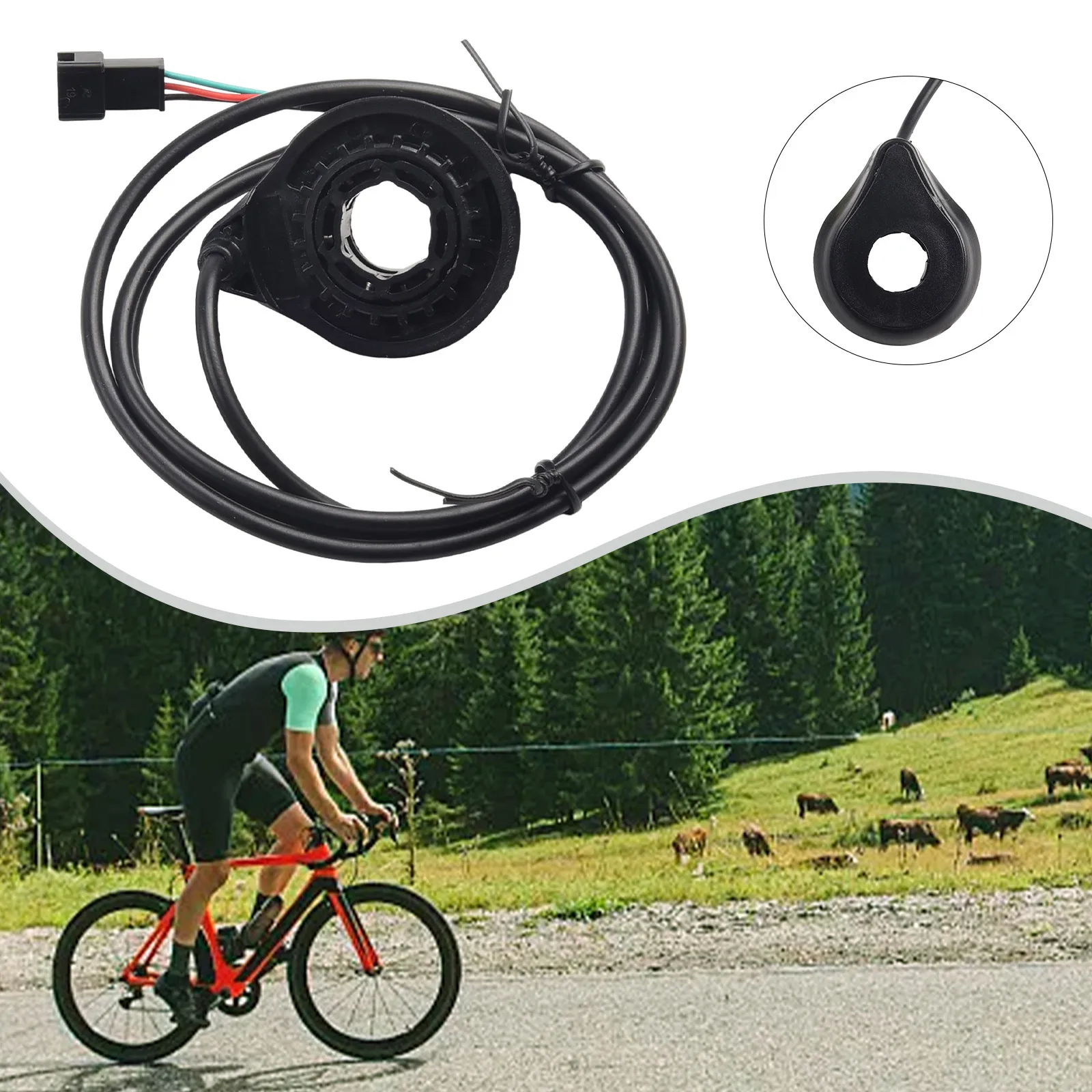 

1pc Sensor Left Side Installation 12 Magnets Double Hall For Accurate Detection ABS 1m Length Electric Bike Accessories