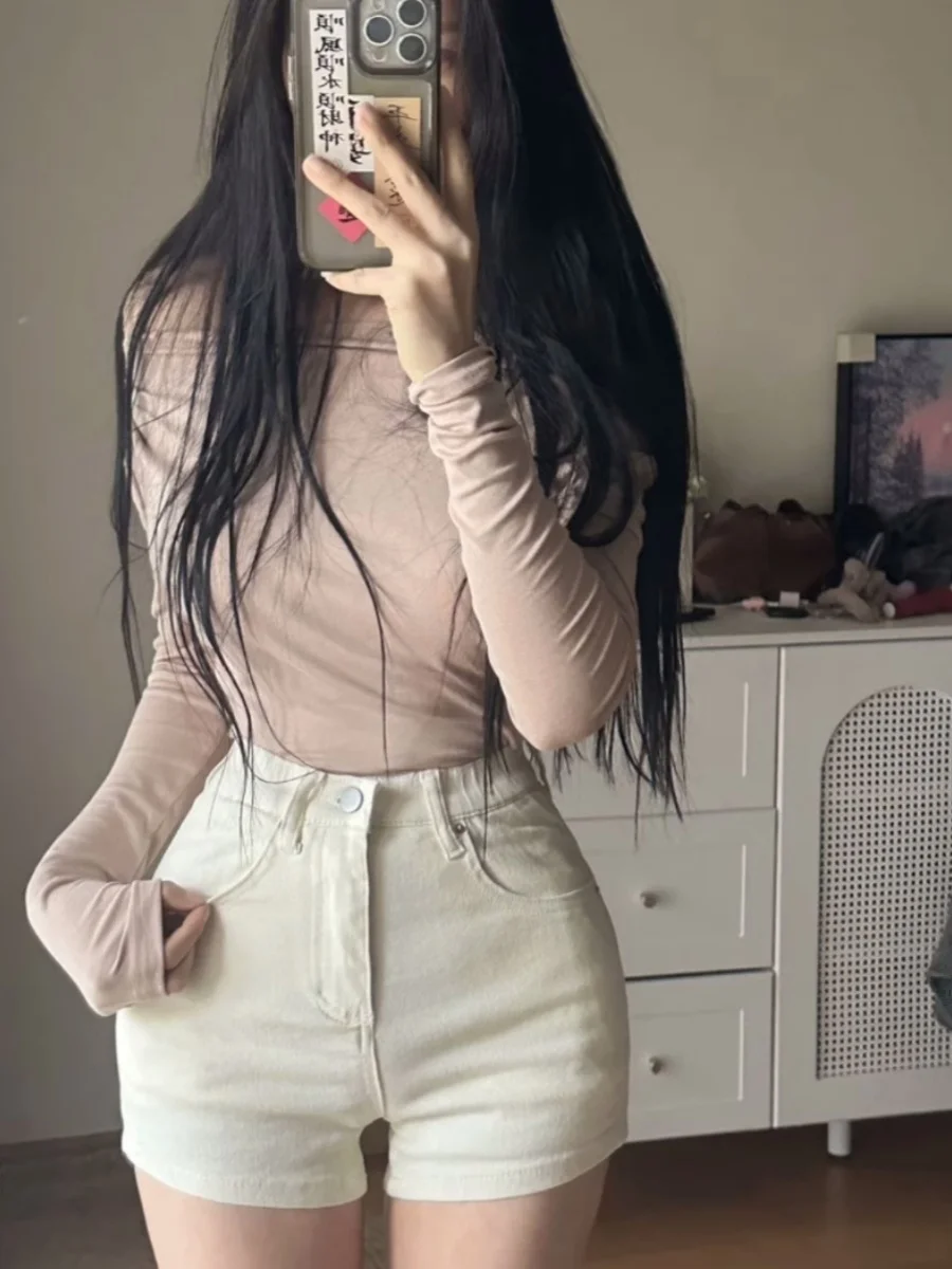 High Waist Denim orts Women's Sexy Slimming Butt Lifting Pad Inteated American Spicy Girl Light Blue Jeans orts