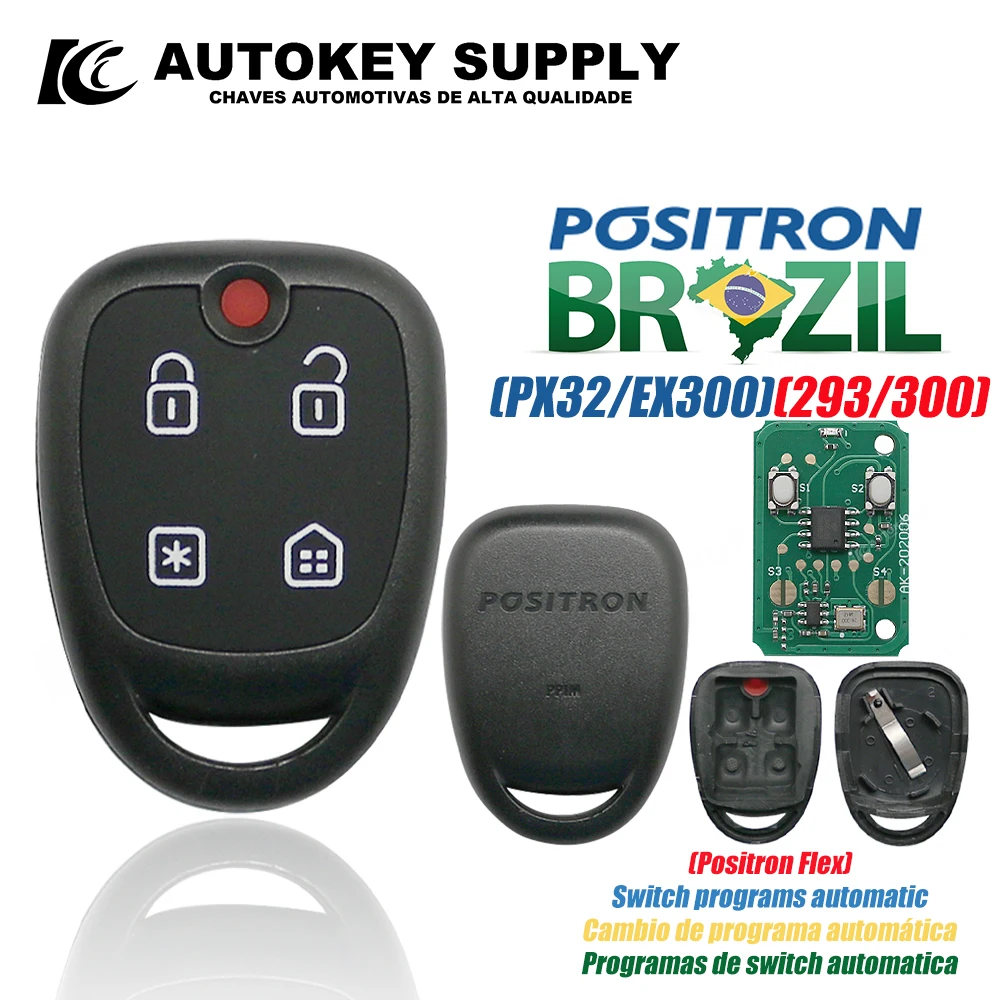 Remote Key-Double Program (293/300) AKBPS115 / AKBPCP127AT / AutokeySupply For Brazil Positron Flex (PXN48) Alarm System car remote key car key