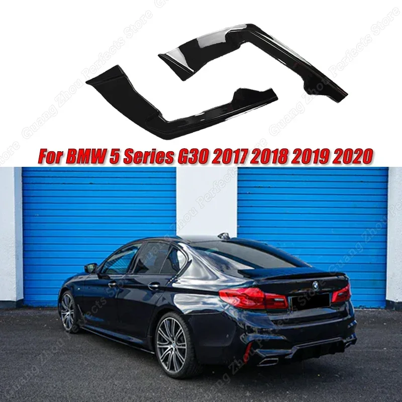 

2Pcs Gloss Black Car Rear Bumper Lip Spoiler Side Splitters Body Kit Diffuser Cover For BMW 5 Series G30 2017 2018 2019 2020