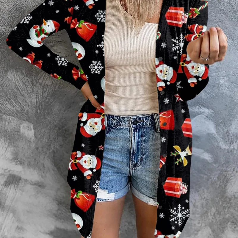 2023 New Women's Christmas Clothing Autumn Winter Long Sleeve Commuter Office Lady Loose Fashion Streetwear Plant Flowers Tops